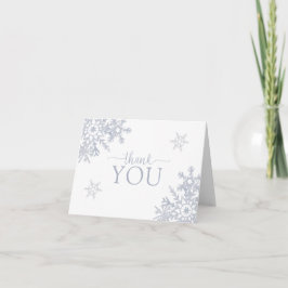 Modern Dusty Blue Snowflake Winter Dankeschön Kart Dankeskarte