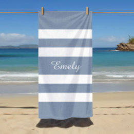 Modern Dusty Blue Striping Strandtuch