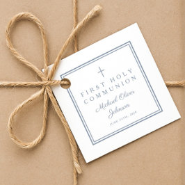 Modern Dusty Blue Thank You Boy First Communion Geschenkanhänger
