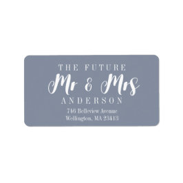 Modern Dusty Blue The Future Mr. und Mrs. Script Adressaufkleber