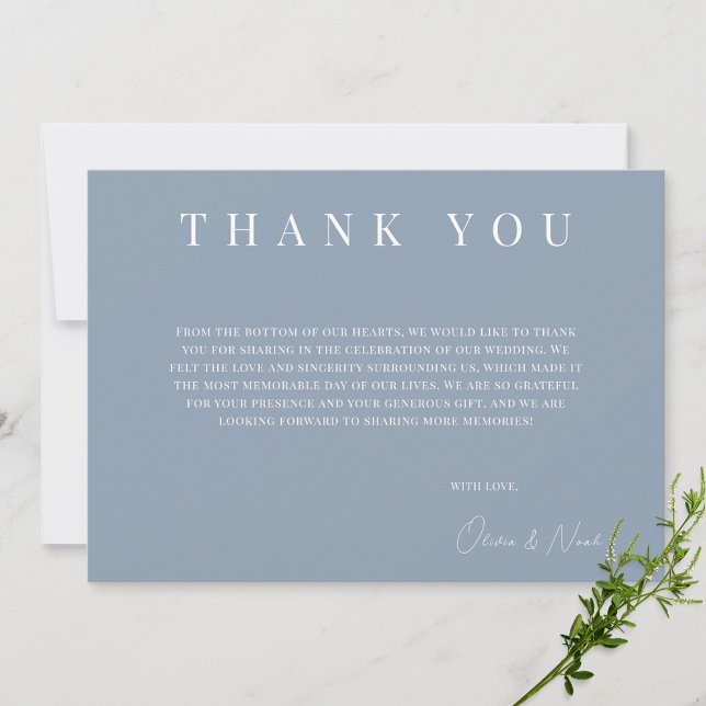 Modern Dusty Blue Wedding Danke Card (Von Creator hochgeladen)