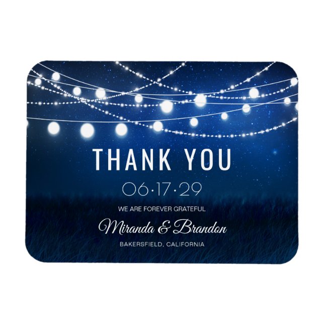 Modern Dusty Blue Wedding Danke Magnet (Horizontal)