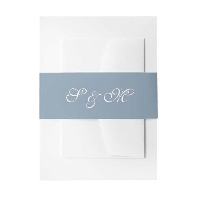 Modern Dusty Blue Wedding Einladungsbanderole (Vorderseite Beispiel)