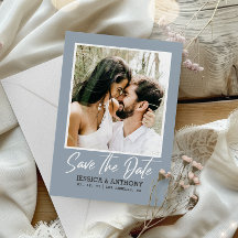 Modern Dusty Blue Wedding | QR-Code Save the Date