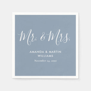 Modern Dusty Blue Wedding Serviette