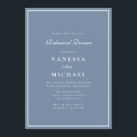 modern dusty blue white frame rehearsal dinner einladung<br><div class="desc">modern dusty blue and white design with a frame and custom text</div>