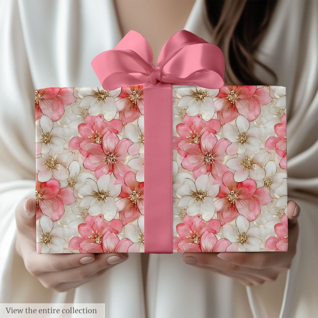 Modern dusty pink and gold birthday gift wrap geschenkpapier (Modern dusty pink and gold birthday gift wrap)