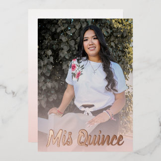 Modern Dusty Pink Rose Gold Quinceanera Folieneinladung