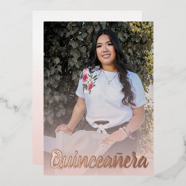 Modern Dusty Pink Rose Gold Quinceanera Folieneinladung