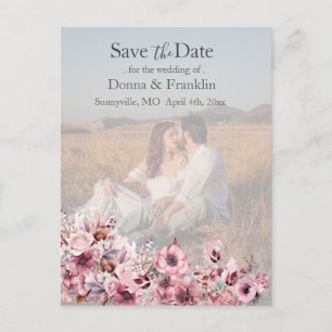 Modern Dusty Pink Rose Save the Date Foto Postkarte