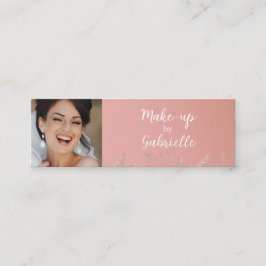 Modern Dusty Rose Botanical Photo Script QR Code Telefonnummerkarte