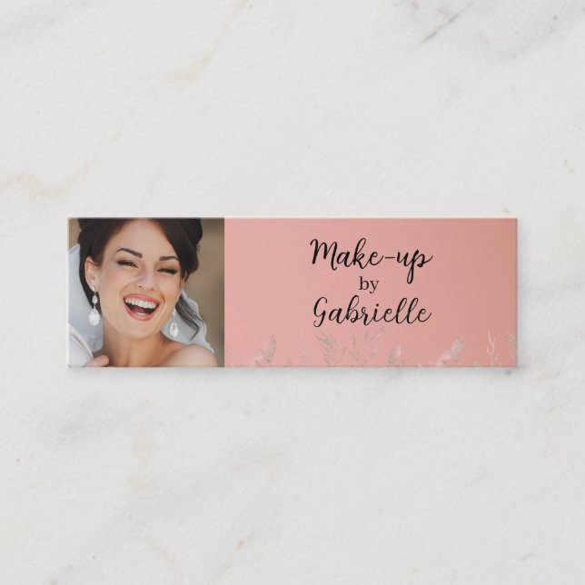 Modern Dusty Rose Botanical Photo Script QR Code  Telefonnummerkarte (Vorderseite)