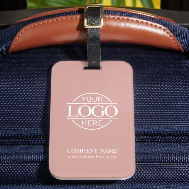 Modern Dusty Rose Business Logo Employee Travel Gepäckanhänger (Vorderseite Insitu 2)