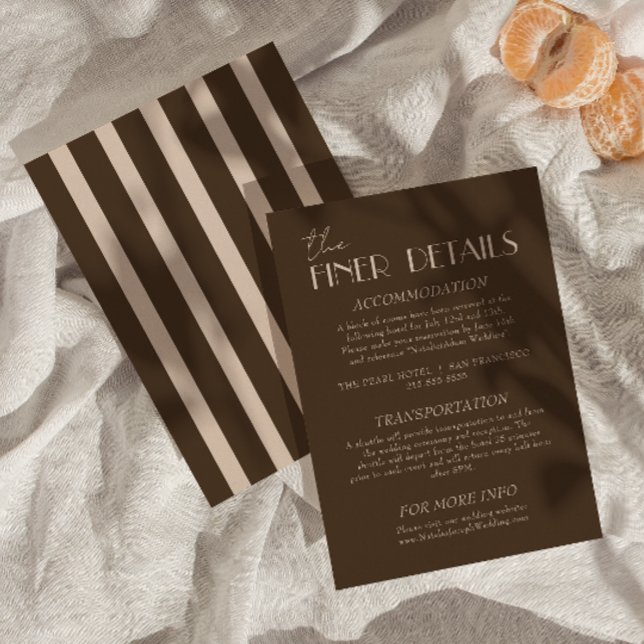 Modern Earth Brown Classy Fancy Wedding Details Begleitkarte (Von Creator hochgeladen)