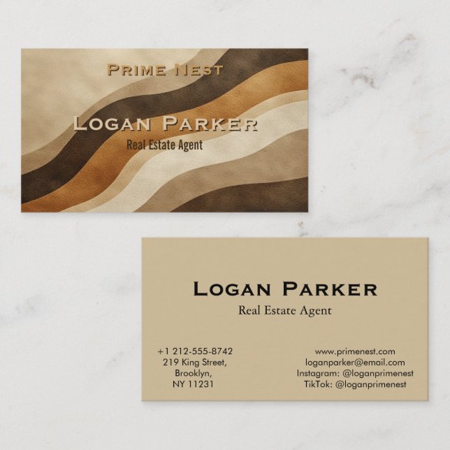 Modern Earth Tones Real Estate Agent Business Card Visitenkarte (Vorne/Hinten)