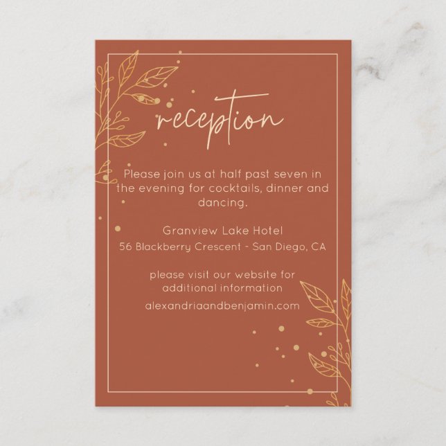 Modern Earthy Brown Empfang Card Begleitkarte (Vorderseite)