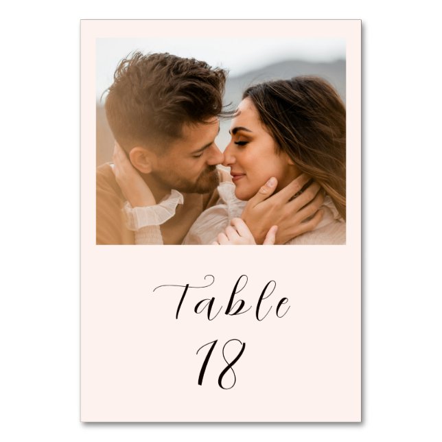 Modern Earthy Neutral Photo Wedding Tischnummer (Vorderseite)