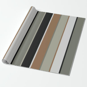 Modern Earthy Stripes Green Black Brown Geschenkpapier
