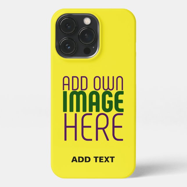 MODERN EDITABLE BRIGHT YELLOW IMAGE TEXT TEMPLATE iPhone 13 PRO HÜLLE (Rückseite)