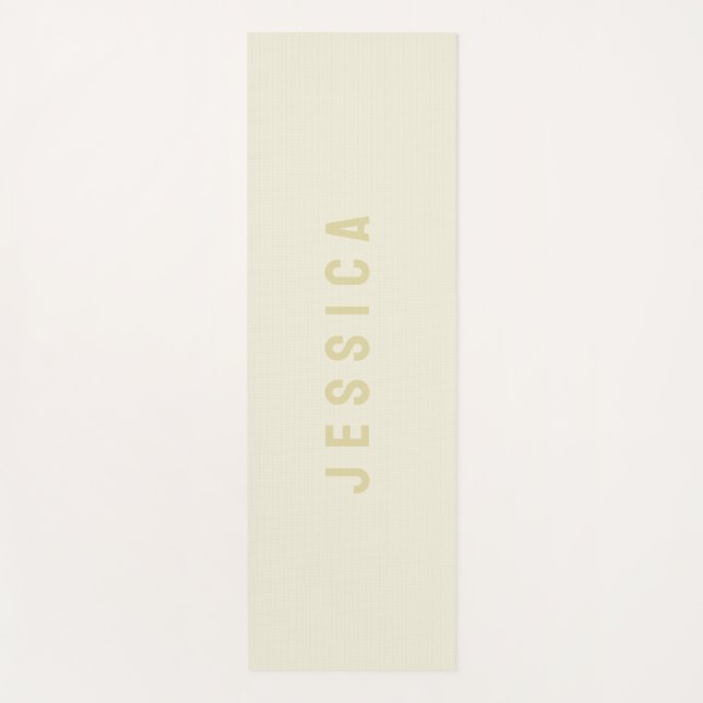 Modern Egg Shell White Simple Minimalist Name Yogamatte (Vorderseite)