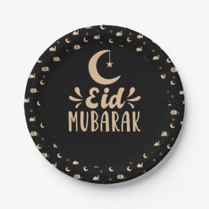 Modern Eid Mubarak Happy Eid Black Pappteller