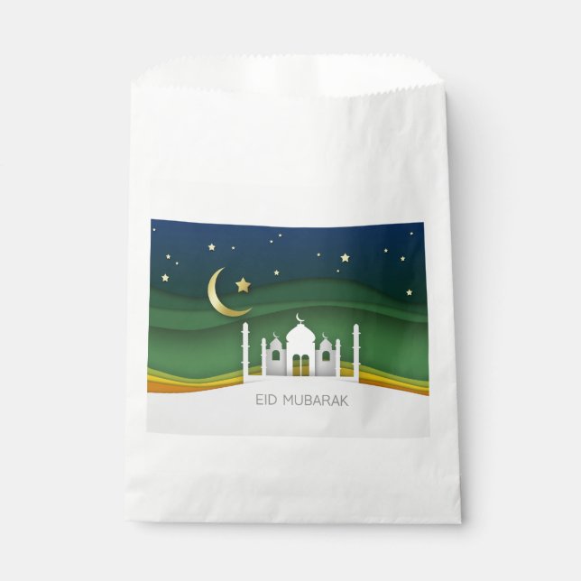 Modern Eid Mubarak Papier Schneide Moschee - Gefal Geschenktütchen (Vorderseite)