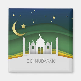 Modern Eid Mubarak Papier Schnitt Moschee - Magnet