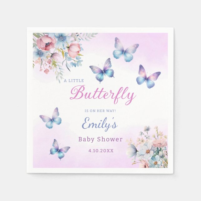 Modern Eine kleine Butterfly Floral Girl Dusche Serviette (Vorderseite)