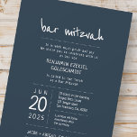 Modern einfach Bar Mitzvah Einladung<br><div class="desc">Besteht aus spielerischer Schrift- und San-Serif-Typografie; Alles vor einem Hintergrund mit blauem Hintergrund. Dieses wurde von Select Party Supplies entworfen, exklusiv für Zazzle. Abrufbar unter: http://www.zazzle.com/selectpartysupplies</div>