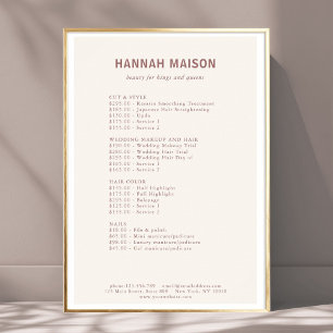 Modern, einfach, Beruflich, Salon, Preisliste Poster