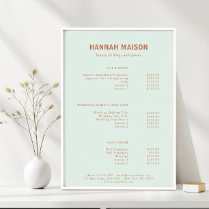 Modern Einfach, Professionell, Salon, Preisliste Poster