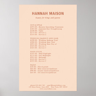 Modern Einfach, Professionell, Salon, Preisliste Poster