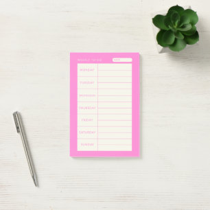 Modern, einfach rosa wöchentlich post-it klebezettel