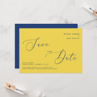 Modern einfach Save the Date gelb & blau