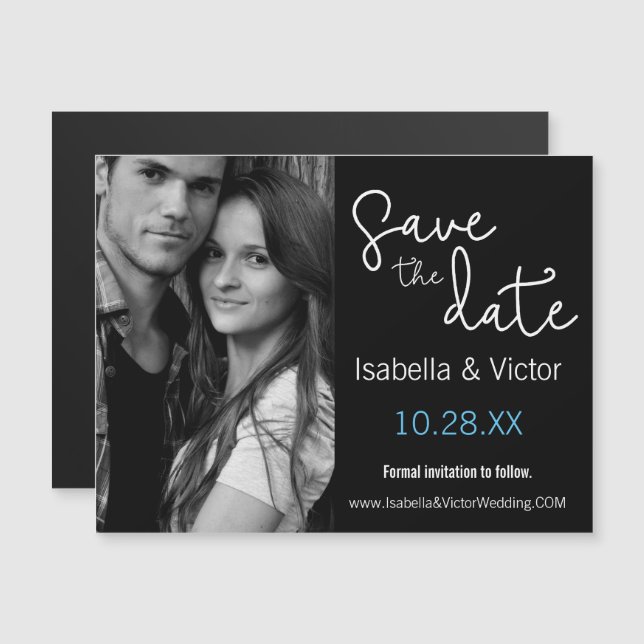 Modern, einfach, Save the Date Magneteinladung (Vorne/Hinten)