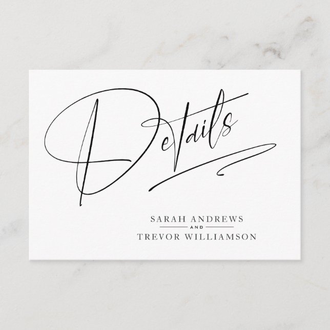 Modern einfach, schwarz und weiß begleitkarte (Vorderseite)