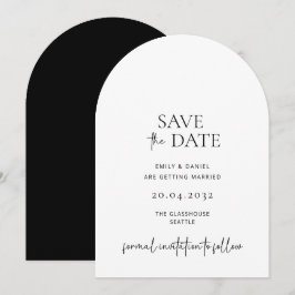 Modern, einfach, weiß und schwarz, Save the Date Einladung