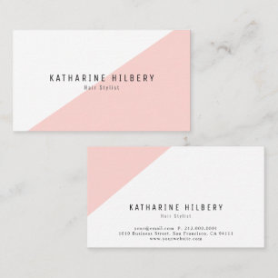 Modern Einfache rosa White Block Business Card Visitenkarte