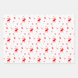 Modern einfache Rote Moose Schneeflocken Geschenkpapier Set