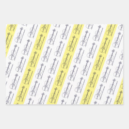 Modern Einfache Violine Schwarz Gelb Terracotta Bl Geschenkpapier Set