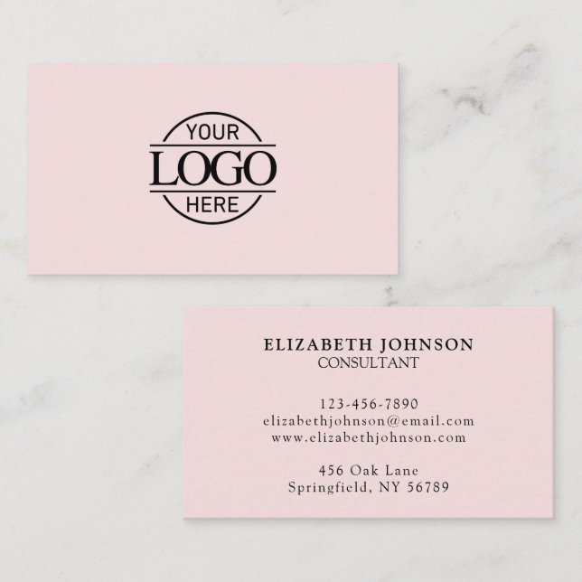 Modern einfaches Beruflich-Blush-Pink-Firmenlogo Visitenkarte (Vorne/Hinten)