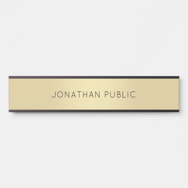 Modern einfaches Design Gold Black Trendvorlage Türschild (Vorderseite )