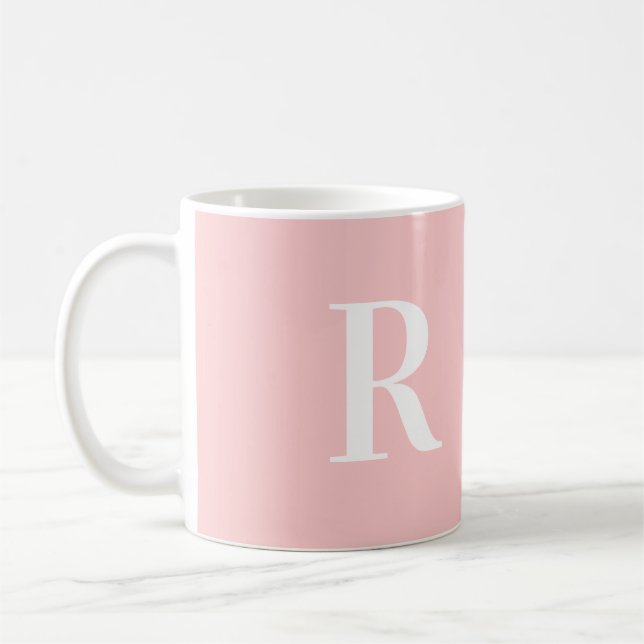 Modern einfaches Monogramm Rosa Kaffeetasse (Links)