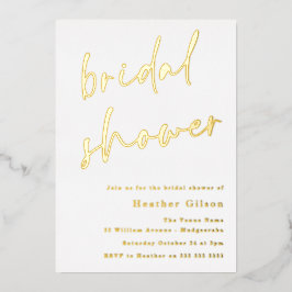Modern einfaches Real Gold Brautparty Golden Folieneinladung
