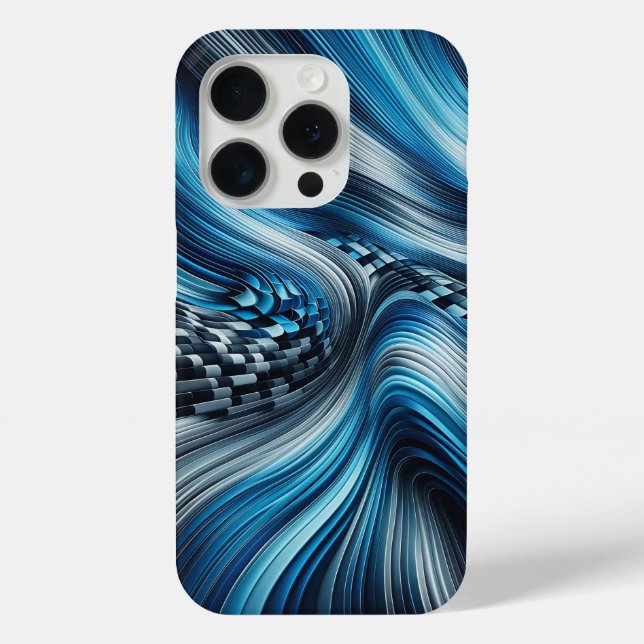 Modern Electric Blue Cyber Flow Phone Case  (Rückseite)