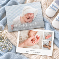 Modern Elegance Baby Boy Photo Birth Announcement