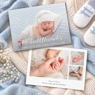 Modern Elegance Baby Boy Photo Birth Announcement