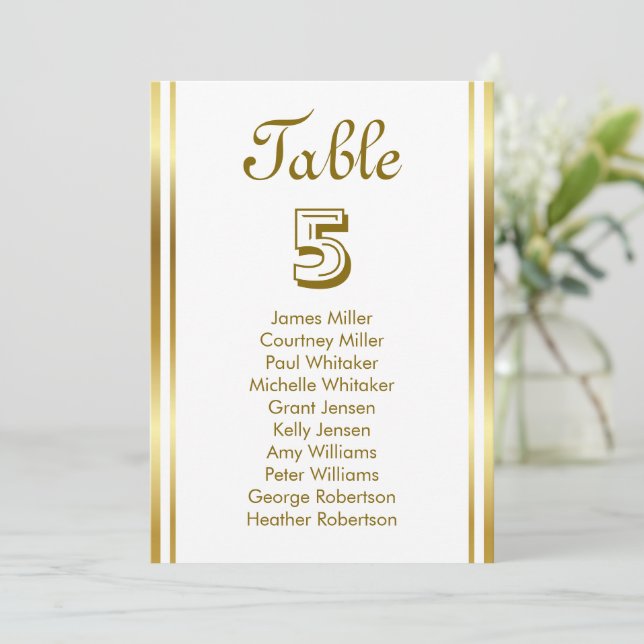 Modern Elegance Gold Table Number Seating (Stehend Vorderseite)