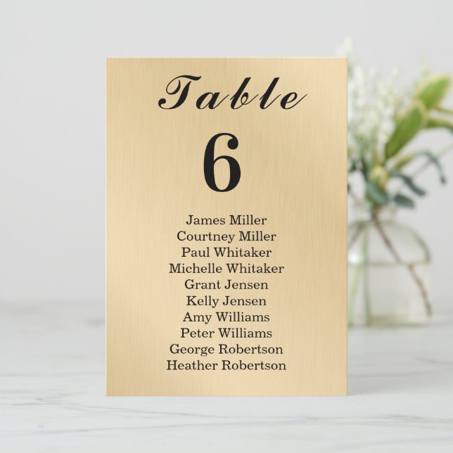Modern Elegance Gold Table Number Seating Chart (Stehend Vorderseite)