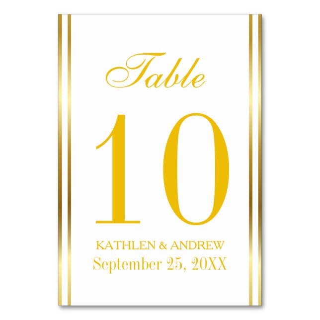 Modern Elegance Gold Table Number Seating  Tischnummer (Vorderseite)